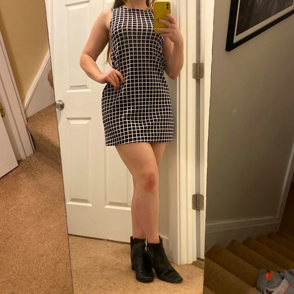 Checker black and white mini dress